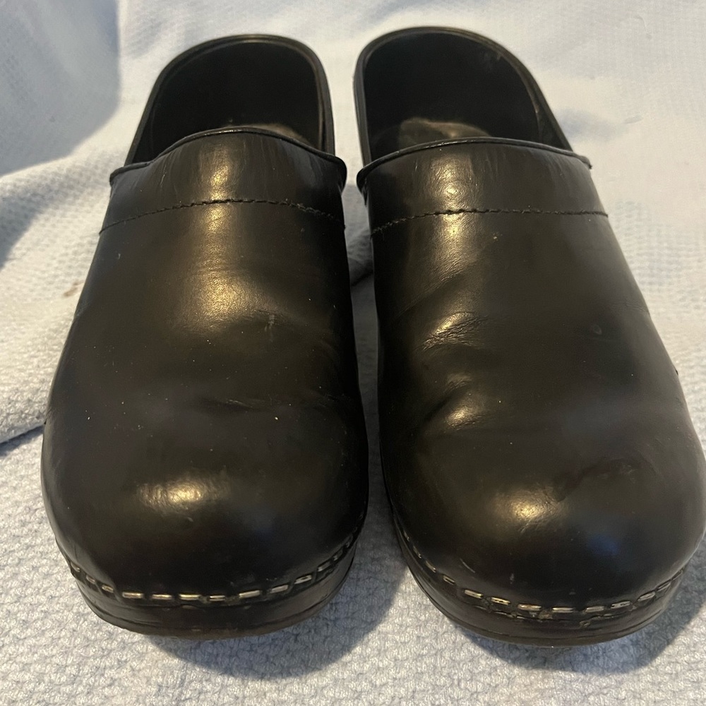 Dansko Black Leather Clogs